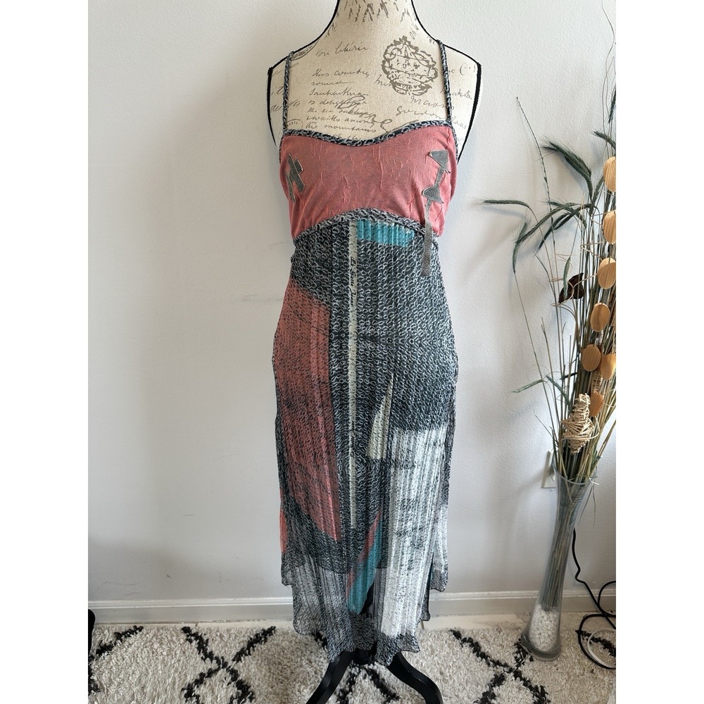 Legatte Mesh Womens‎ Dress Sleeveless Cross Strap Size 11 Polyester Italy